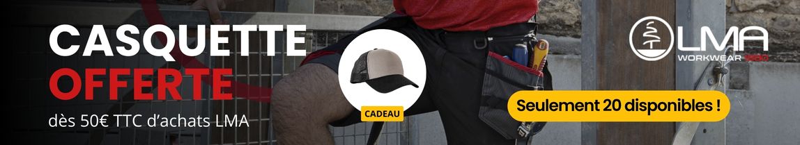 promotion LMA vêtements de travail : casquette offerte dès 50€ TTC d'achats LMA